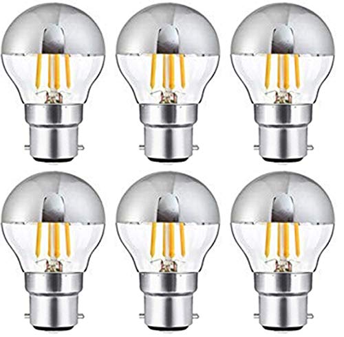 Vintage Retro Antique LED Filament Bulb G45 4W LED Light Bulb, Silver Bowl Tipped, B22 Base, Soft Warm White 2700K, 40W Equivalent, 220-240VAC, Dimmable (B22 Base) — image 1