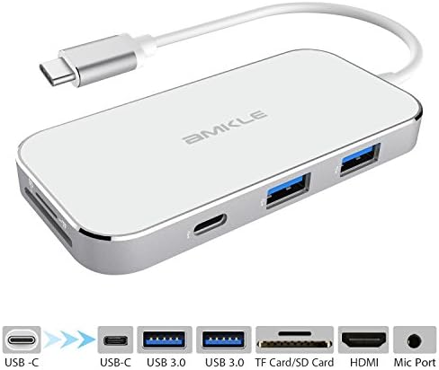 USB C Hub,8-in-1 Multiport Hub Adapter,USB-C 3.1 to Type C Charging Port,4K HDMI Output,SD/TF Card Reader,3.5mm Audio Jack,2XUSB A 3.0 Ports,Macbook Dongle for MacBook Pro &amp; More Type-C Devices