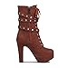 Odetina Women's Sexy Lace-up Zipper Buckle Strap Chunky High Heel Platform Mid Calf Punk Boots with Rivet Stud