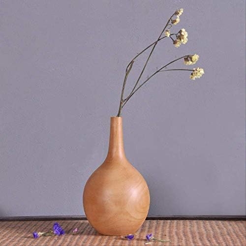 Giow Decoration Home Crafts,Style Ornaments Original Ecological fine Mouth, Solid Wood vase 25 x 14cm