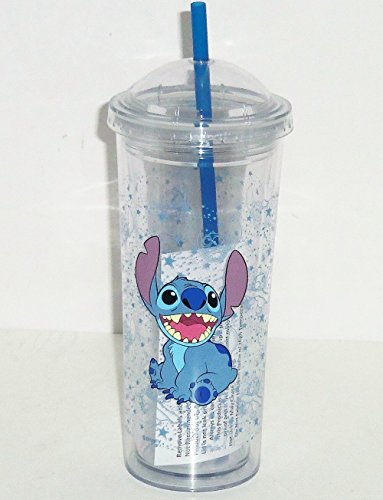 Disney Lilo Stitch Acrylic Travel Tumbler Reusable Straw Cup Theme Park Dome Lid