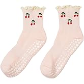 Shapes Studio Crew Half Calf Grip Socks, Cutest Fruits Pilates Socks, Ruffle socks, Non-Slip, Barre Yoga Fitness
