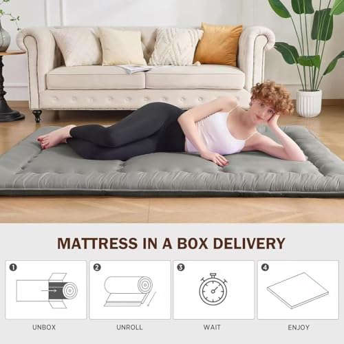 ORCHID M® Floor Mattress Futon Mattress, Thicken Tatami Mat Sleeping Pad Foldable Roll Up Mattress Boys Girls Dormitory mattress Pad Kids Floor Bed, Charcoal Grey,Twin Size (100 x200CM)