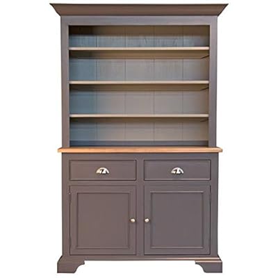 Levan Home Solid Wood China Buffet Hutch Cabinet in Gull Grey
