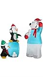 2 Inflatables in One Box - 5.5' Polar Bear and 4.5' Penguins Snowball Fight Combo Pack