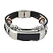 Besde Replacement Leather Wristband Band Strap Bracelet For Fitbit Charge 2 (BK, A)