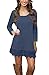 Our Precious Women's Casual Long Sleeve Lace Hem A-Line Shirt Dress Tunic Tops Black S