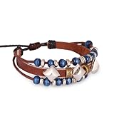 Fathers Day Gifts Fashion Plaza Women's Adjustable Leather Bracelet Triple Strands Rivet Charm L131