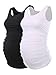Liu & Qu Maternity Basic Tank Top Mama Clothes Neck Sleeveless Tops Women's Solid Side Ruching Vest (L, Blackwhite)