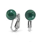 Bling Jewelry 925 Sterling Silver Gemstone Bead Clip On Earrings