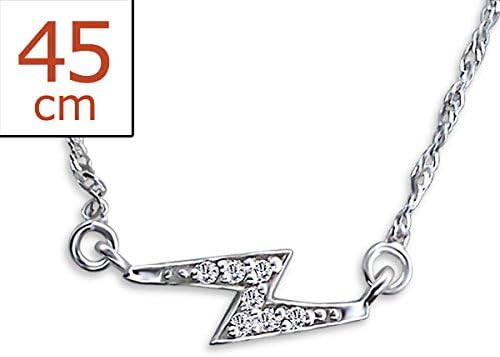 Si Si Select 925 Sterling Silver Necklace - Lightning Bolt Necklace - 18" - Free Gift Box