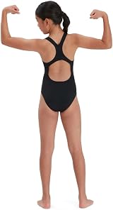 Speedo Girls Eco Endurance+ Medalist Swimsuit Chlorine Resistant Navy view 2
