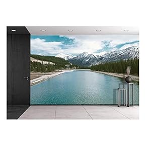 Lake in Mountain Area - Removable Wall Mural | Self-Adhesive Large Wallpaper - 66x96 inches