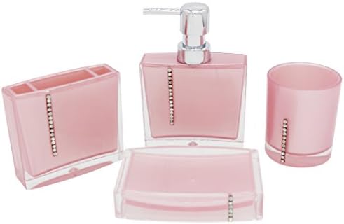 EUMAT Modern Series Bathroom Accessory Set Concise Style Bathroom Accessory Set (Pink) [Energy Class A+++]