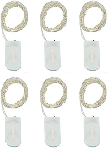 Karlling 6PCS Fairy String Lights Battery Operated 2.2M(7.2ft) 20 Leds Firefly String Lights Silver Wire For Wedding Centerpiece Thanksgiving Dinner Party Christmas Decoration,Crafting (White)