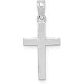 Solid 10k White Gold Cross Pendant Charm