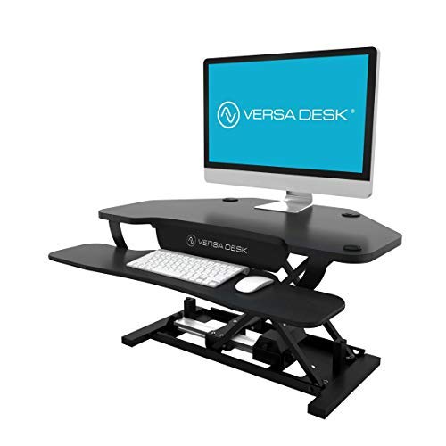 VersaDesk Power Pro Corner - 36" Electric Height-Adjustable Standing Desk - Sit to Stand Desktop with Keyboard and Mouse Tray - Black