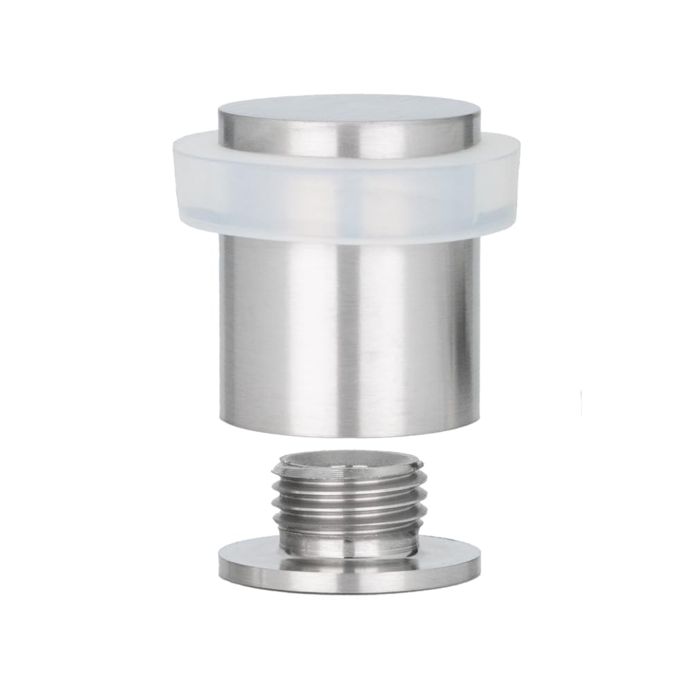 EVI Herrajes | Stainless Steel Door Stop | Ø20x25mm | Floor Mounted | Matte Finish | Natural Silicone Protection | Includes Screw + Fastening Plug | Model I-181BCB