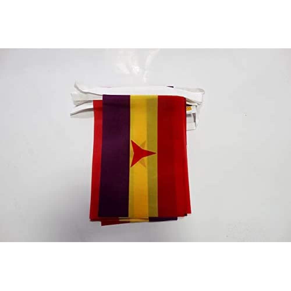 AZ FLAG International Brigades Spanish Republic Bunting Flag, 20 Ft Garland 20 Small Spain Republican Flags 8'' x 6'', 100% Polyester String Pennant, 6 meters