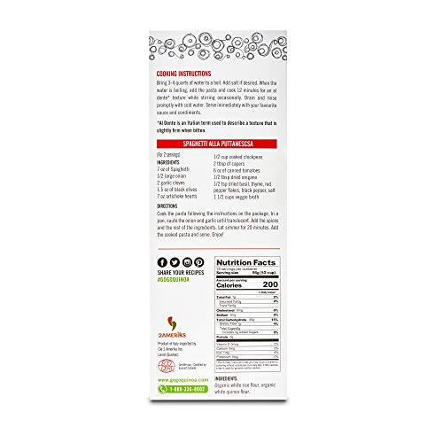 GoGo Quinoa Organic Spaghetti, Gluten Free Pasta. Vegan, Non GMO & Corn Free 2lbs