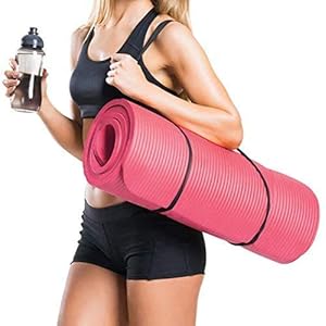 General Packaging Yoga Mat Extra Thick 15mm Non-Slip Pilates Workout Exercise Mat available in Black/Blue//Pink (Pink)