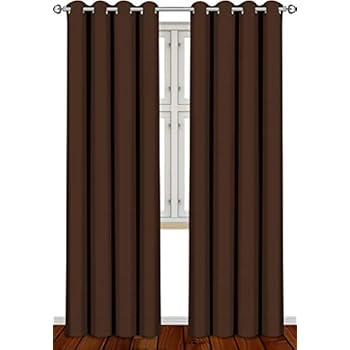 Utopia Bedding 2 Panels Grommet Blackout Curtains Thermal Insulated for Bedroom, W52 x L84 Inches, Chocolate