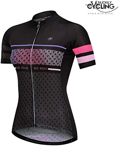 Nuckily Cycling Jersey Bike Shirt Red and Black Angel Women's Breathable Bicycle Tops