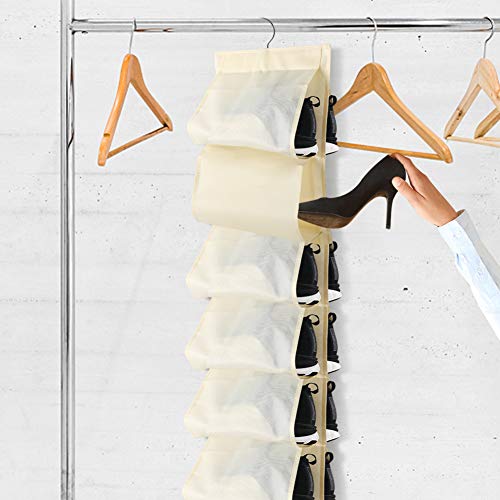 BigOtters Hanging Shoe Organizer, 12 Pockets Closet Shoe Rack with 1PCS Wall Mounted Shoes Rack for Closet Door Home Shoe Organizer Holder Storage