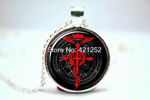 Pretty Lee 2015 Fashion Fullmetal Alchemist Edward'S Symbol Necklace Glass Photo Cabochon Necklace Christmas gift