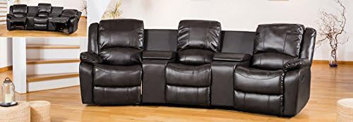 GFD BLACK Three Seater Cinema Sofa Excellent Quality Leather Bonded Entertainment Sofa Suite