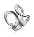 VNOX Stainless Steel Cuff Ring for Women Engagement Promise Engagement Marriage (Stainless-Steel(Silver), 7)