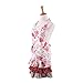 G2PLUS Lovely Classic Style Red Floral Pattern Three Ruffles Mama-Kid Girl Apron Cooking or Baking Apron with Pocket Great Gift For Wife Ladies and 2-5 yrs Old Kid Girl Daughters (Mama and Me Aprons)