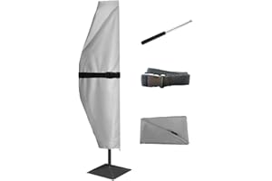 CoverFml Patio Umbrella Cover, Outdoor Offset Banana Style Cover, Fits Cantilever Offset Umbrella, 420D Waterproof UV-resistant, 12- 18Ft, With Rod