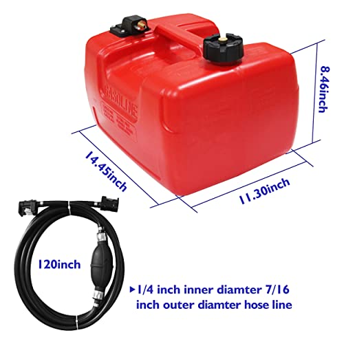 LUKYER Portable Boat Fuel Tank 12L 3 Gallon With Hose With Yamaha,Fit For