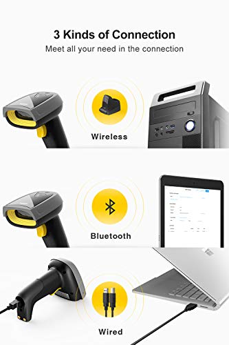 Inateck 2D QR Lector de códigos de Barra Inalámbrico, códigosi QR con