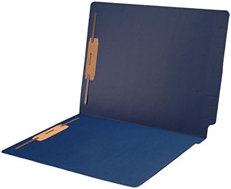 11 pt Cheshire Linen Color Folders, Full Cut 2-Ply End Tab, Letter Size, 2 Fasteners in Pos #1 &amp; #3, Navy Blue (Box of 50)