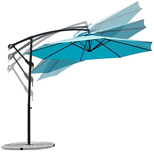 C-Hopetree 10 Foot Offset Cantilever Patio Umbrella, Outdoor Hanging Umbrella with Cross Base, 250gsm Polyester Canopy, Light Blue