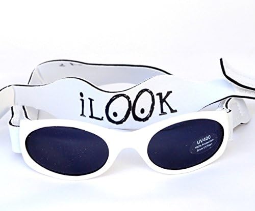 iLook Baby/Toddler UV 400 Sunglasses &amp; 2 Adjustable Straps (White)