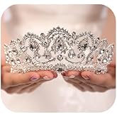 Wekicici Rhinestone Wedding Tiara Silver Charming Gemstone Queen Crown with Comb Headband Wedding Pageant Birthday Party Crown Princess Headpieces for Women(Silver)