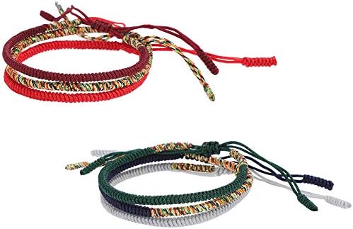 2 Sets Handmade Lucky Knot Rope Bracelet Braided Adjustable Bracelet