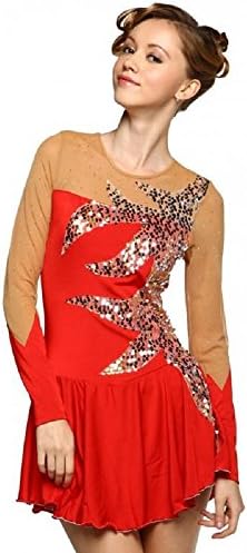 Figure Skating Dress,Red,Size-Small
