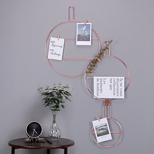 image for Simmer Stone Rose Gold Round Wire Wall Decor, Wall Mount Photo Hanging