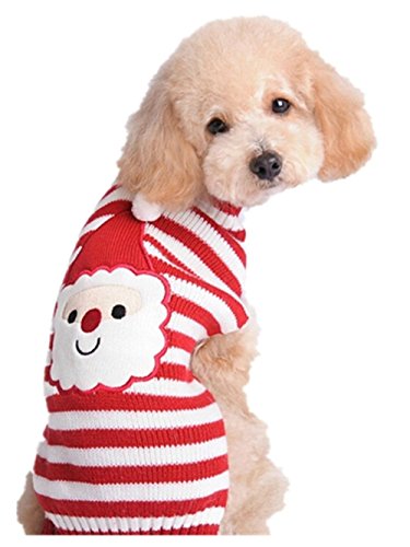 Yosoo Pet Christmas Sweater Puppy Dog Cat Winter Clothes Dress Striped Knitwear Coat Knit Hoodie Apparel