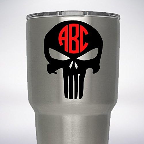 SKULL Your 2 or 3 Initials Monogram Decal for YETI Rambler Tumbler 20 oz 30 oz Sticker RTIC Ozark
