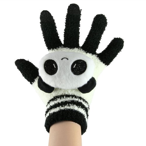 Greenery-Cute-Winter-Wool-Touchscreen-Gloves-Mitten-iPhone-Gloves-Texting-Gloves-for-GirlsLadies-Great-Gift-for-Christmas-Day-New-Year-Black-White-Panda
