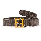 Fendi Men's Zucca Tobacco Brown FF Logo Belt Buckle 7C0250 95 cm / 38 in