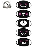 Fomei 5 Pack Exo Unisex Cotton Blend Anti Dust Face Mouth Mask Black for Man Woman
