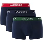 Lacoste mens Cotton Stretch Tricolor Waistband Trunks, 3-pack