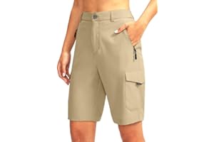 G GRADUAL Women's 10" Hiking Golf Long Shorts with 5 Pockets Knee Length Lightweight Quick Dry Cargo Bermuda Shorts for Women