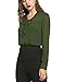 ACEVOG Elegant Blouse Womens Pussycat Bow Tie Neck Long Sleeve Chiffon Work Blouse Shirts for Office,Army Green,X-Large